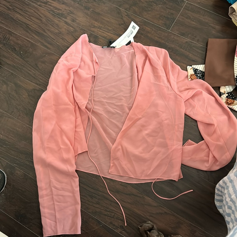 Tie in front long sleeve cover  up